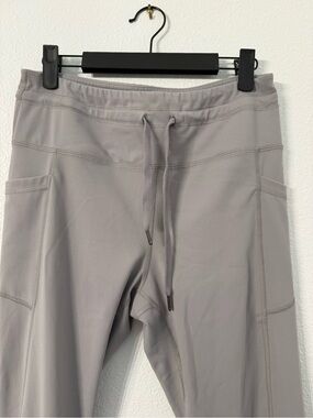 90 Degree By Reflex Light Gray Drawstring Workout Leggings